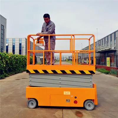 Aerial Work Hydraulic Scissor Lift Cart Cleaning Building Self Driven 1 Ton