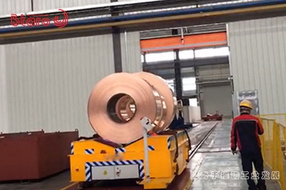 Material Transporting Heavy Duty Transfer Cart 50 Ton Rail Guided With Frequency Converter